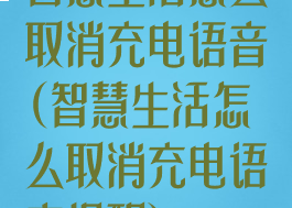 智慧生活怎么取消充电语音(智慧生活怎么取消充电语音提醒)