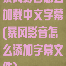 暴风影音怎么加载中文字幕(暴风影音怎么添加字幕文件)