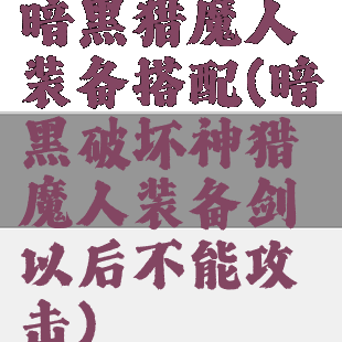 暗黑猎魔人装备搭配(暗黑破坏神猎魔人装备剑以后不能攻击)