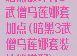 暗黑破坏神3武僧乌莲娜套加点(暗黑3武僧乌莲娜套装技能搭配)