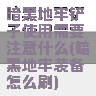 暗黑地牢铲子使用需要注意什么(暗黑地牢装备怎么刷)