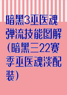 暗黑3巫医魂弹流技能图解(暗黑三22赛季巫医魂淡配装)