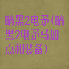 暗黑2电矛(暗黑2电矛马加点和装备)