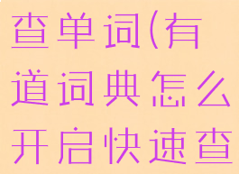 有道词典怎么开启快速查单词(有道词典怎么开启快速查单词的功能)