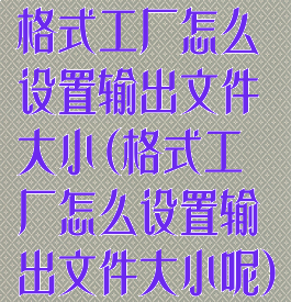 格式工厂怎么设置输出文件大小(格式工厂怎么设置输出文件大小呢)