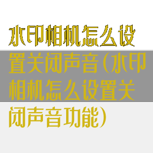 水印相机怎么设置关闭声音(水印相机怎么设置关闭声音功能)