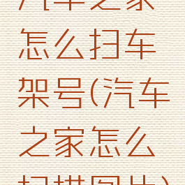 汽车之家怎么扫车架号(汽车之家怎么扫描图片)