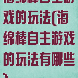 海绵棒自主游戏的玩法(海绵棒自主游戏的玩法有哪些)