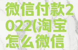 淘宝怎么微信付款2022(淘宝怎么微信支付功能)