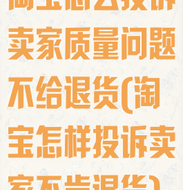 淘宝怎么投诉卖家质量问题不给退货(淘宝怎样投诉卖家不肯退货)