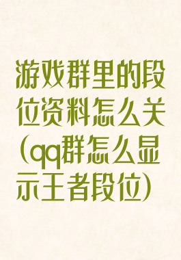 游戏群里的段位资料怎么关(qq群怎么显示王者段位)