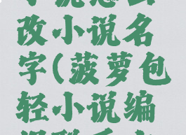 菠萝包轻小说怎么改小说名字(菠萝包轻小说编辑联系方式)