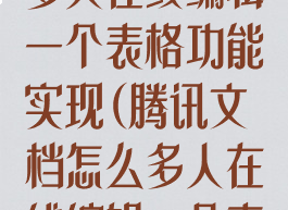 腾讯文档怎么多人在线编辑一个表格功能实现(腾讯文档怎么多人在线编辑一个表格微信)