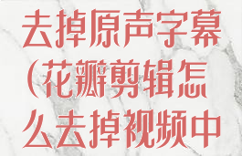 花瓣剪辑怎么去掉原声字幕(花瓣剪辑怎么去掉视频中的文字)