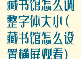 藏书馆怎么调整字体大小(藏书馆怎么设置横屏观看)