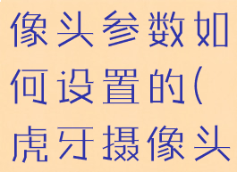 虎牙直播摄像头参数如何设置的(虎牙摄像头如何调试)