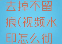 视频水印怎么彻底去掉不留痕(视频水印怎么彻底去掉不留痕免费)