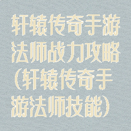 轩辕传奇手游法师战力攻略(轩辕传奇手游法师技能)