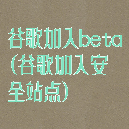 谷歌加入beta(谷歌加入安全站点)