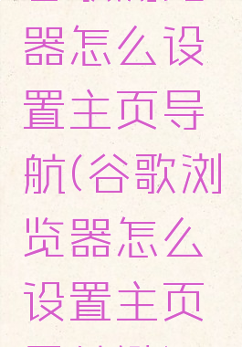 谷歌浏览器怎么设置主页导航(谷歌浏览器怎么设置主页导航键)