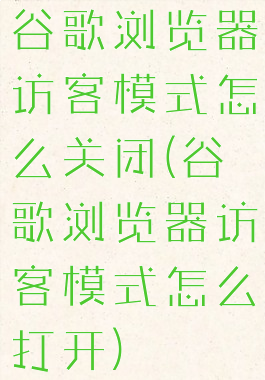 谷歌浏览器访客模式怎么关闭(谷歌浏览器访客模式怎么打开)