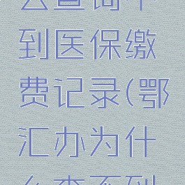 鄂汇办怎么查询不到医保缴费记录(鄂汇办为什么查不到缴费记录)