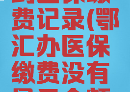 鄂汇办怎么查询不到医保缴费记录(鄂汇办医保缴费没有显示金额是怎么回事)