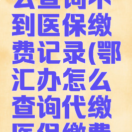 鄂汇办怎么查询不到医保缴费记录(鄂汇办怎么查询代缴医保缴费记录)