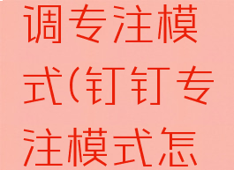 钉钉怎么调专注模式(钉钉专注模式怎么设置)