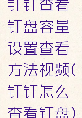 钉钉查看钉盘容量设置查看方法视频(钉钉怎么查看钉盘)