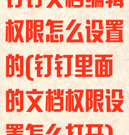 钉钉文档编辑权限怎么设置的(钉钉里面的文档权限设置怎么打开)