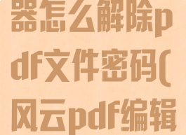 风云pdf编辑器怎么解除pdf文件密码(风云pdf编辑器如何使用)