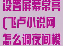 飞卢小说怎么设置屏幕常亮(飞卢小说网怎么调夜间模式)