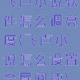 飞卢小说软件怎么调亮度(飞卢小说怎么设置全屏阅读)