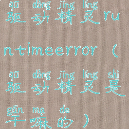 驱动精灵runtimeerror(驱动精灵是干嘛的)