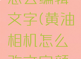 黄油相机怎么编辑文字(黄油相机怎么改文字颜色)