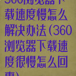 360浏览器下载速度慢怎么解决办法(360浏览器下载速度很慢怎么回事)