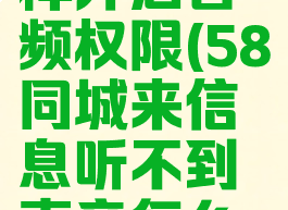 58同城怎样开启音频权限(58同城来信息听不到声音怎么办)