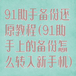 91助手备份还原教程(91助手上的备份怎么转入新手机)