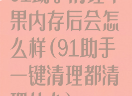 91助手清理苹果内存后会怎么样(91助手一键清理都清理什么)