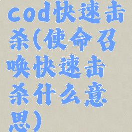 cod快速击杀(使命召唤快速击杀什么意思)