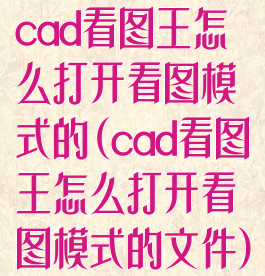 cad看图王怎么打开看图模式的(cad看图王怎么打开看图模式的文件)