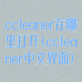 ccleaner在哪里打开(ccleaner中文界面)