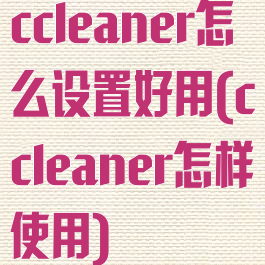 ccleaner怎么设置好用(ccleaner怎样使用)