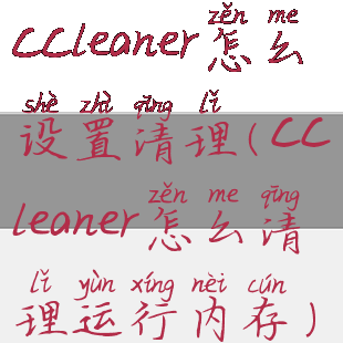 ccleaner怎么设置清理(ccleaner怎么清理运行内存)