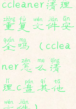 ccleaner清理重复文件安全吗(ccleaner怎么清理c盘其他文件)