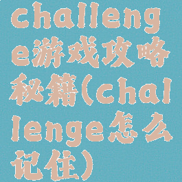 challenge游戏攻略秘籍(challenge怎么记住)