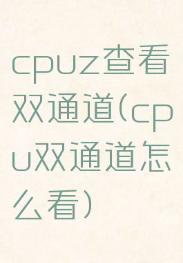 cpuz查看双通道(cpu双通道怎么看)