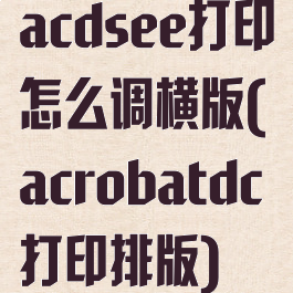 acdsee打印怎么调横版(acrobatdc打印排版)