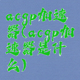 acgp加速器(acgp加速器是什么)